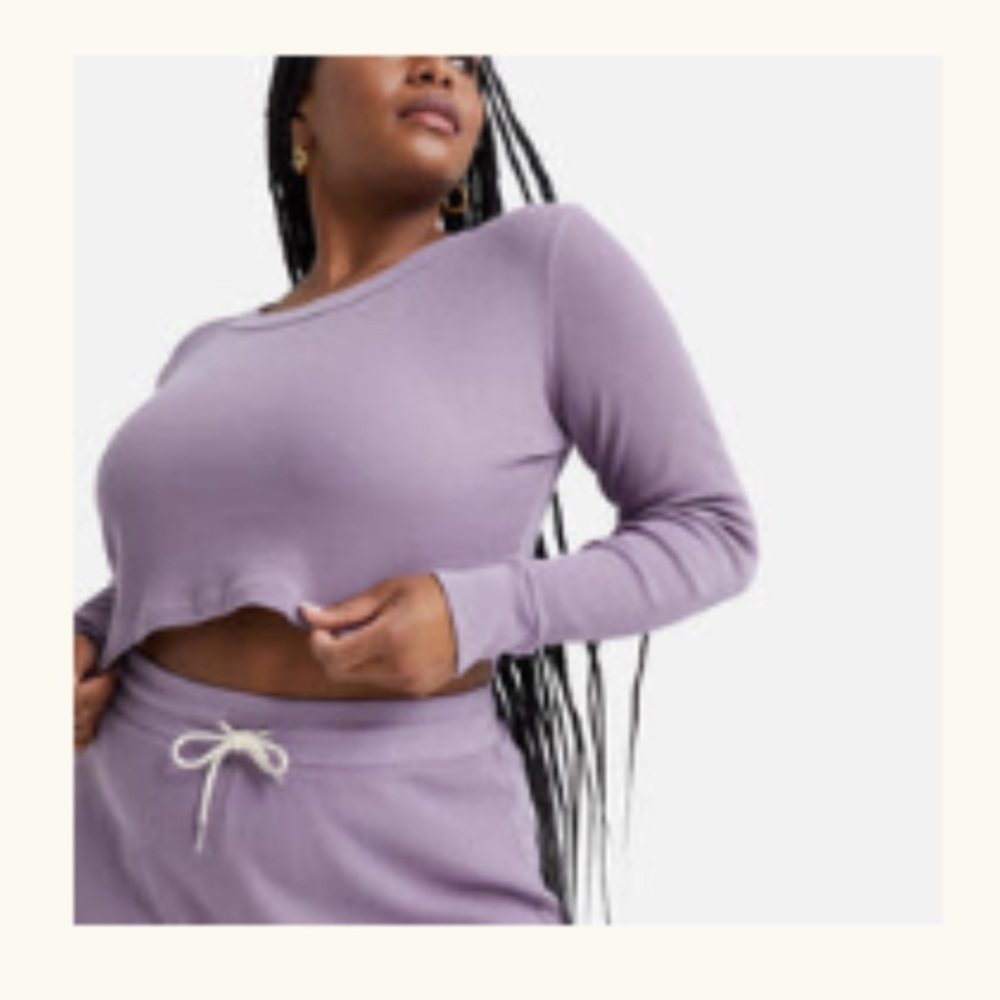NEW MATE the Label Set - Organic Thermal Crop Top + Wide Leg Pant / XS
